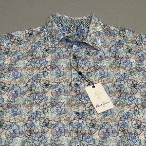 Robert Graham Radnor Floral Linen Blend Button Up Short Sleeve Shirt Men's Small